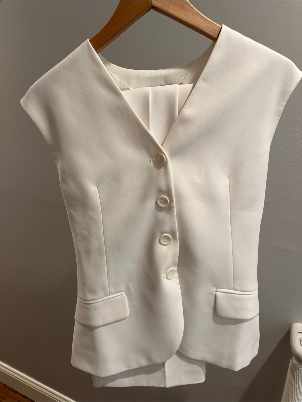 Zara two piece set white trousers and vest size S